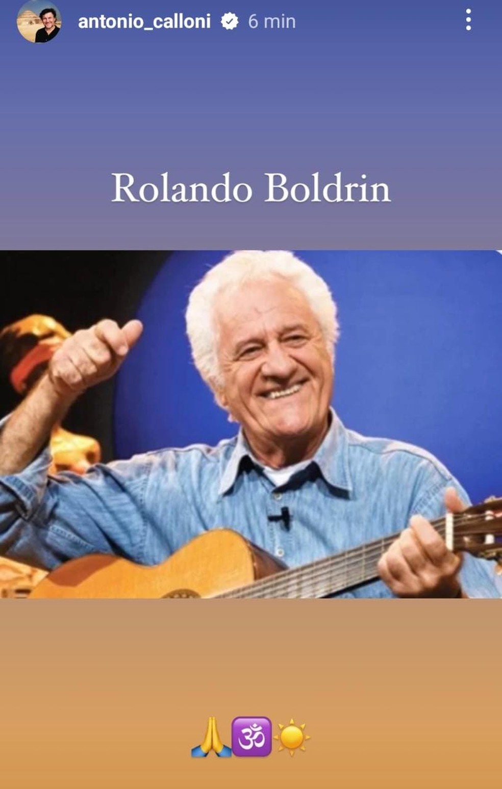 o ator Antonio Calloni presta homenagem a Rolando Boldrin — Foto: Reprodução do Instagram