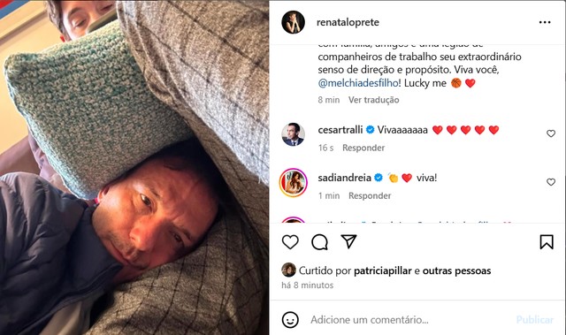 Renata Lo Prete quebra discrição e se declara ao marido em aniversário