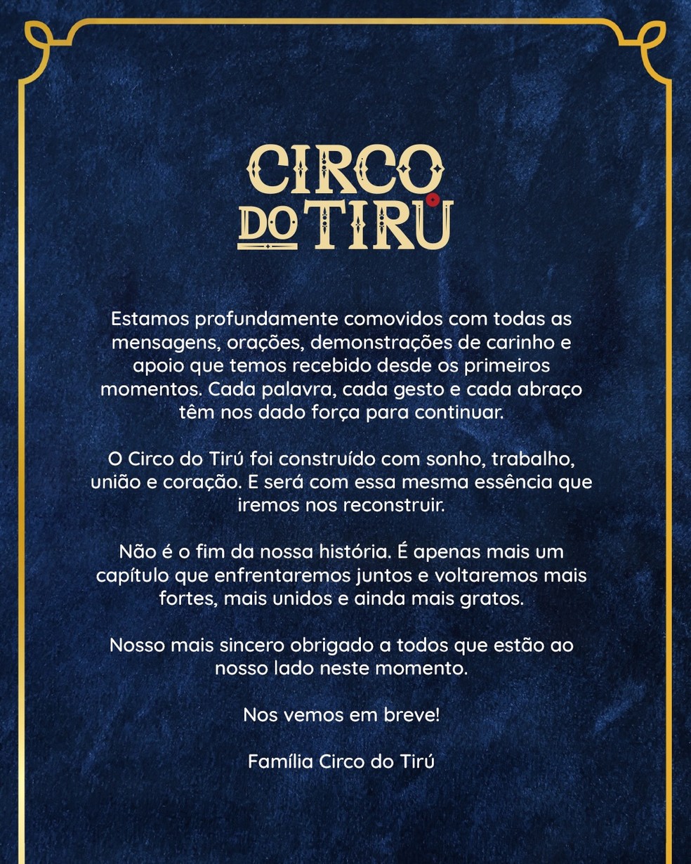 Incêndio atinge Circo do Tirullipa, e humorista lamenta: 'O picadeiro ...
