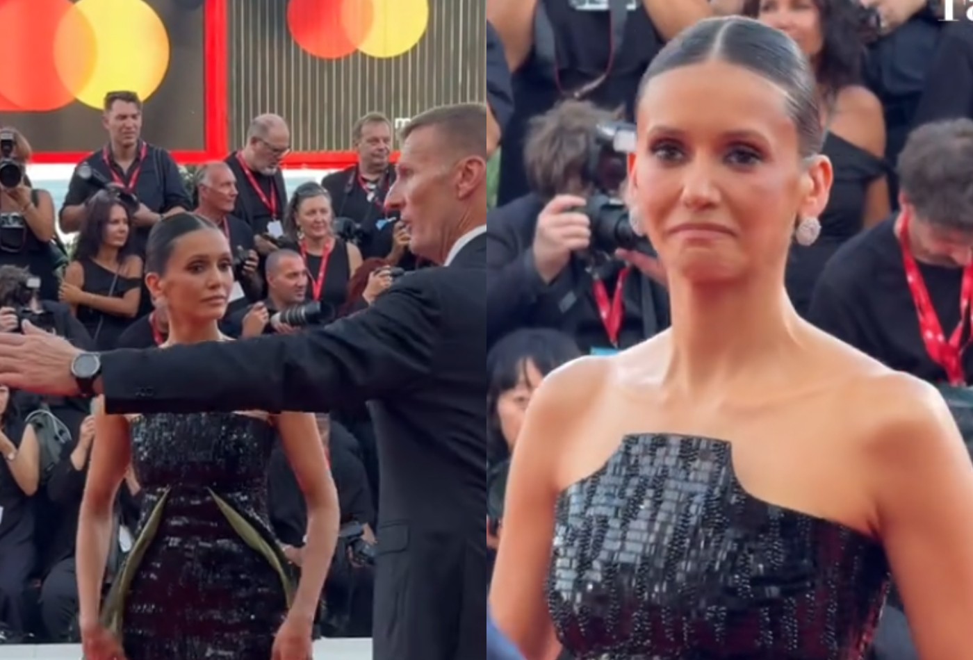 Nina Dobrev é retirada do tapete vermelho de Festival de Veneza por segurança e web reage: 'Teria evaporado de vergonha'