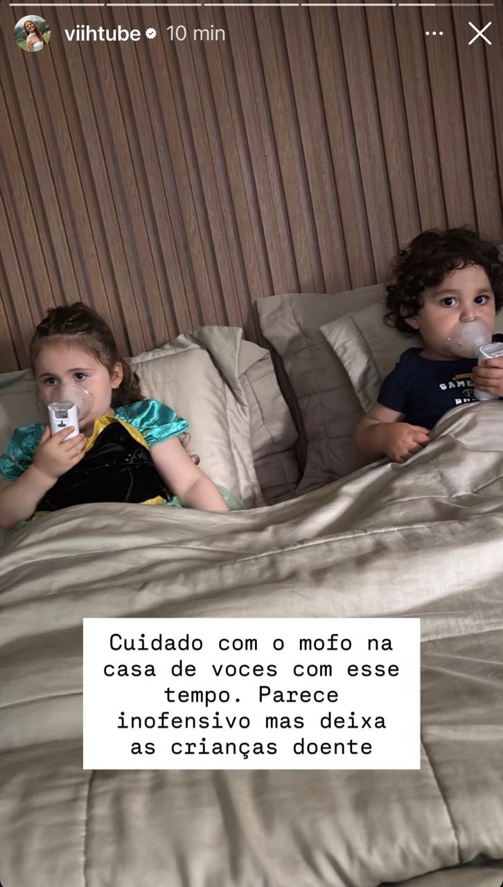 Filhos de Viih Tube e Eliezer ficam doentes após mofo na brinquedoteca