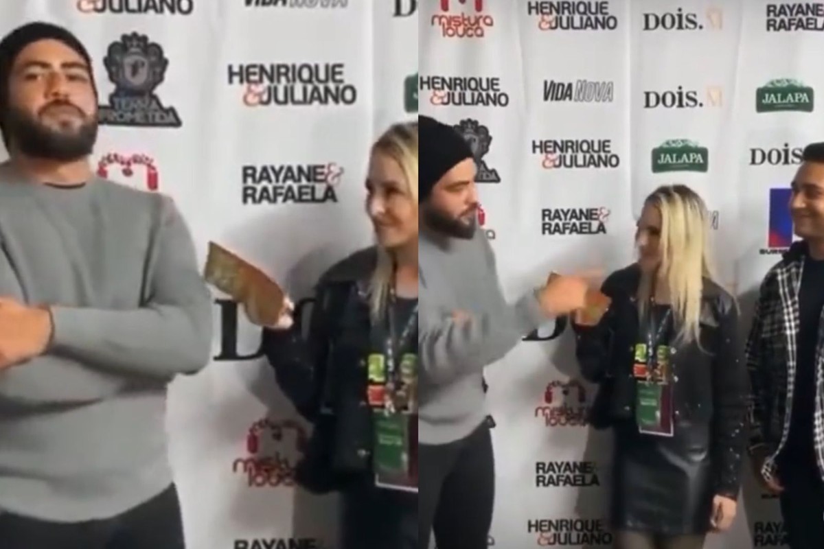 Sertanejo Henrique viraliza ao alfinetar repórter durante entrevista com  Juliano