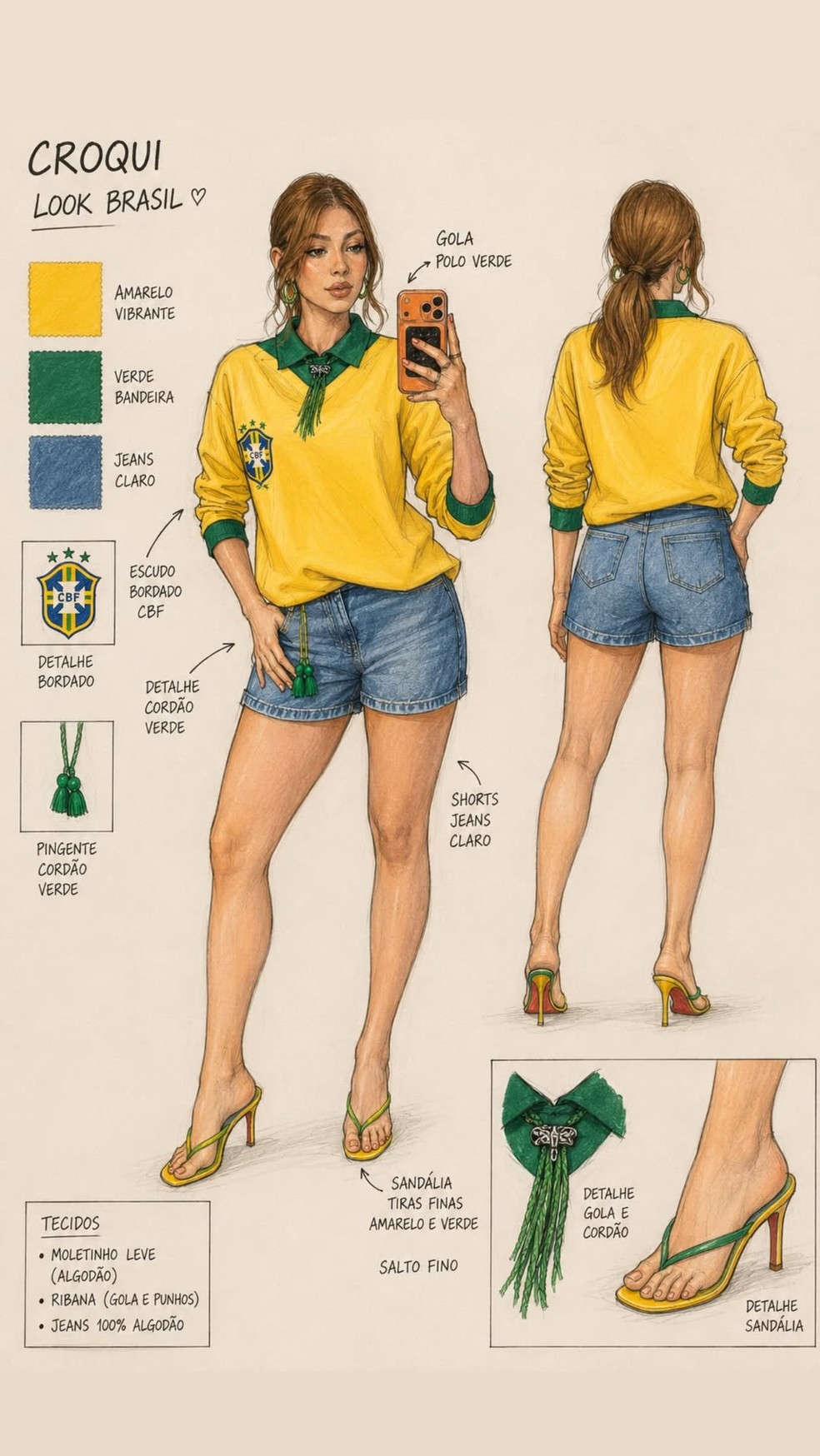 Look brasilcore de Jaquelline Grohalski para a Copa do Mundo — Foto: Reprodução/Instagram