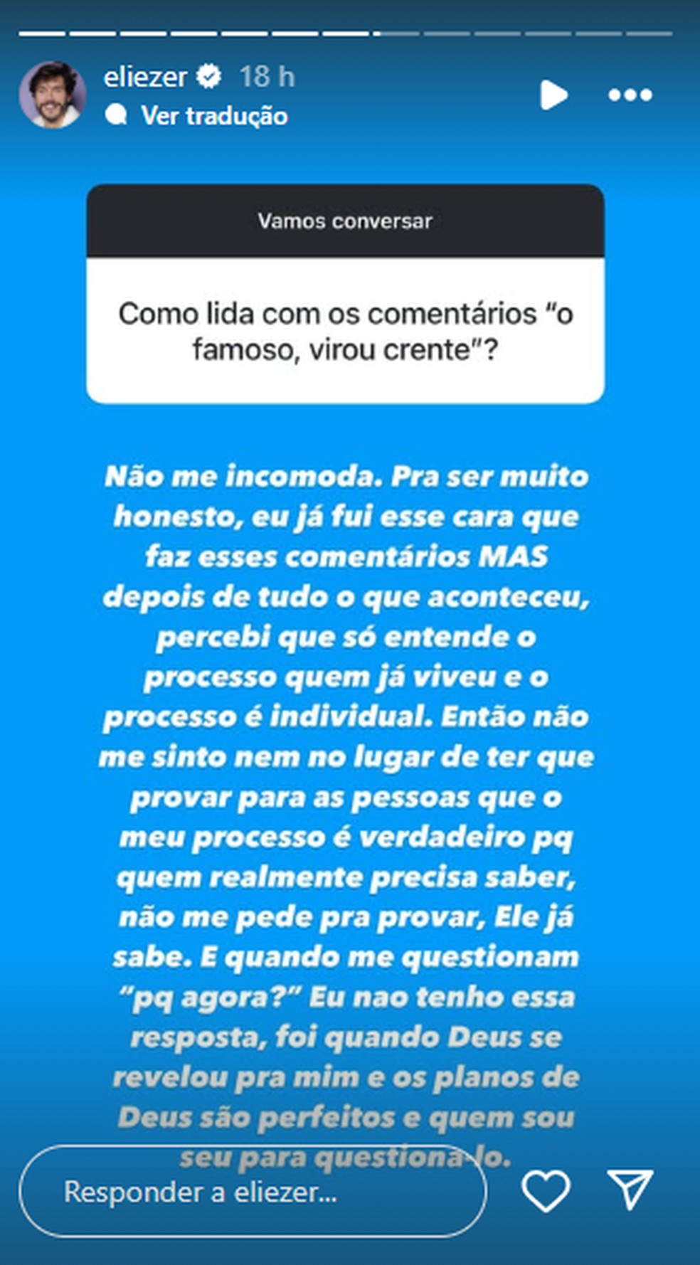 Post de Eliezer — Foto: Reprodução/Instagram