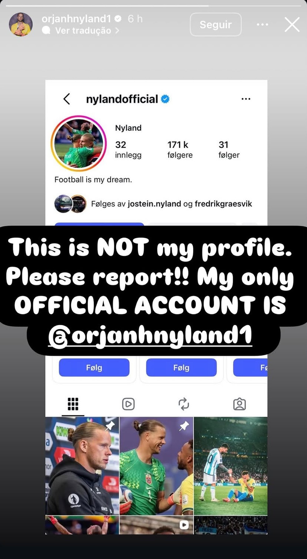 Post de Nyland — Foto: Reprodução | Instagram