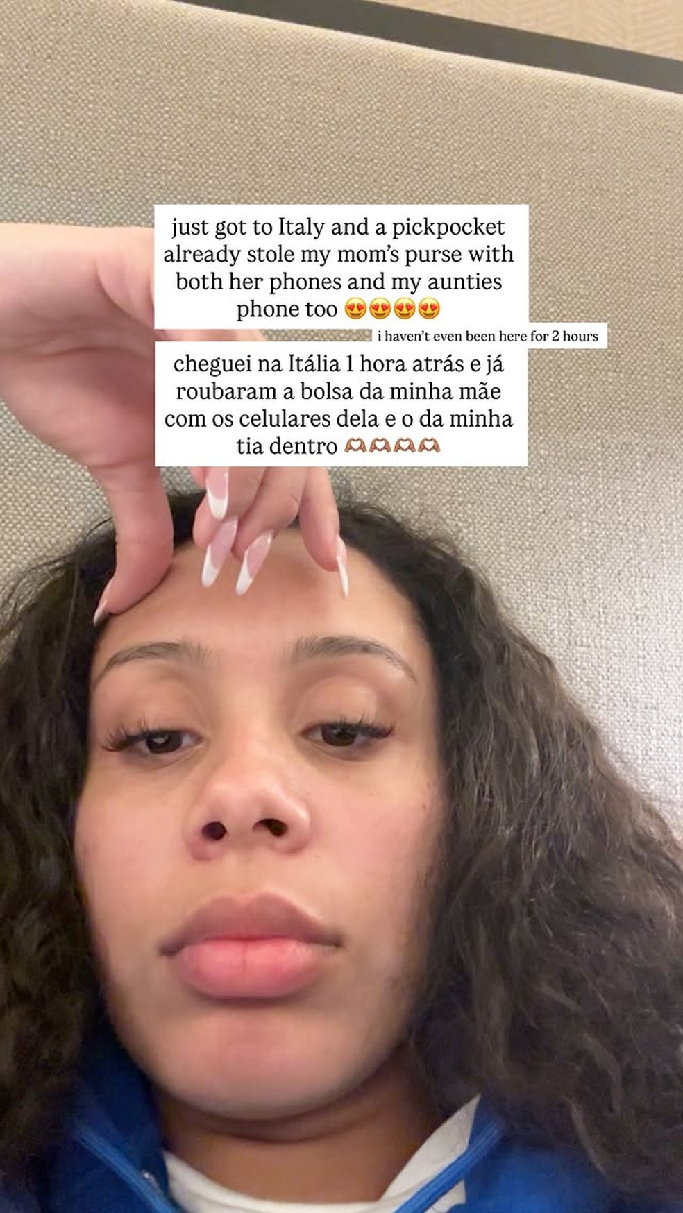 Ana Zortea desabafa desabafa sobre ser furtada em hotel na Itália — Foto: Reprodução/Instagram