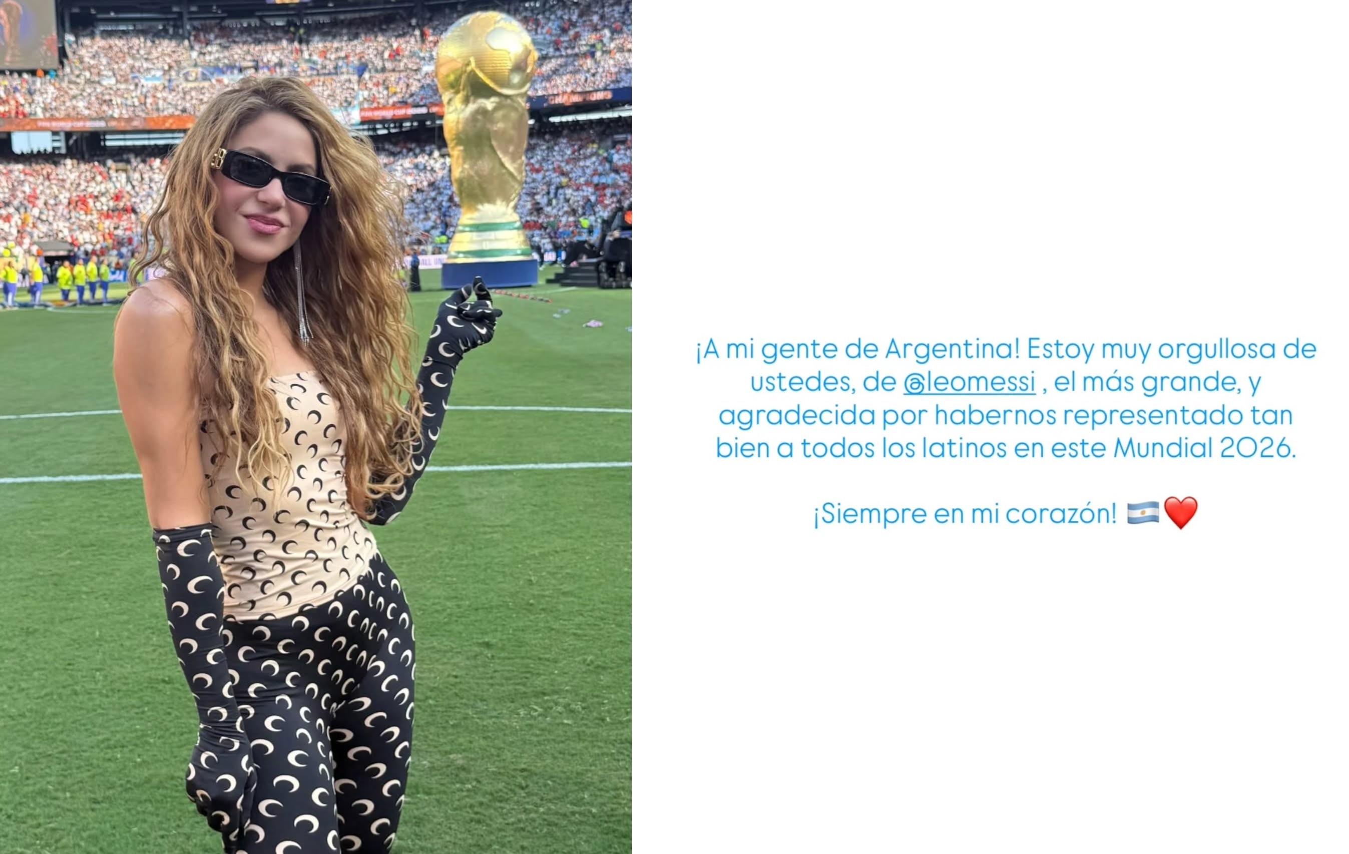 Mãe de filhos espanhóis, Shakira reverencia Argentina e elogia Messi: 'O maior'