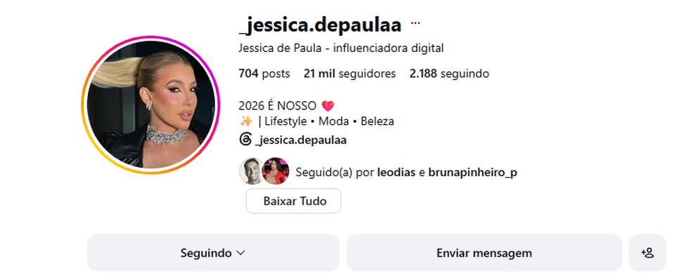 Jessica de Paula, suposta piv&ocirc; de separa&ccedil;&atilde;o entre Virginia e Vini Jr. &mdash; Foto: Reprodu&ccedil;&atilde;o/Instagram