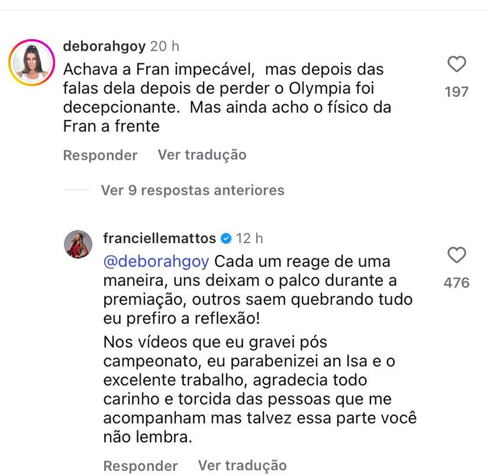 Posts de Francielle Mattos — Foto: Reprodução | Instagram