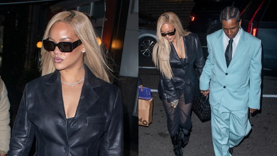 Rihanna usa vestido transparente e bolsa grifada para jantar com ASAP Rocky