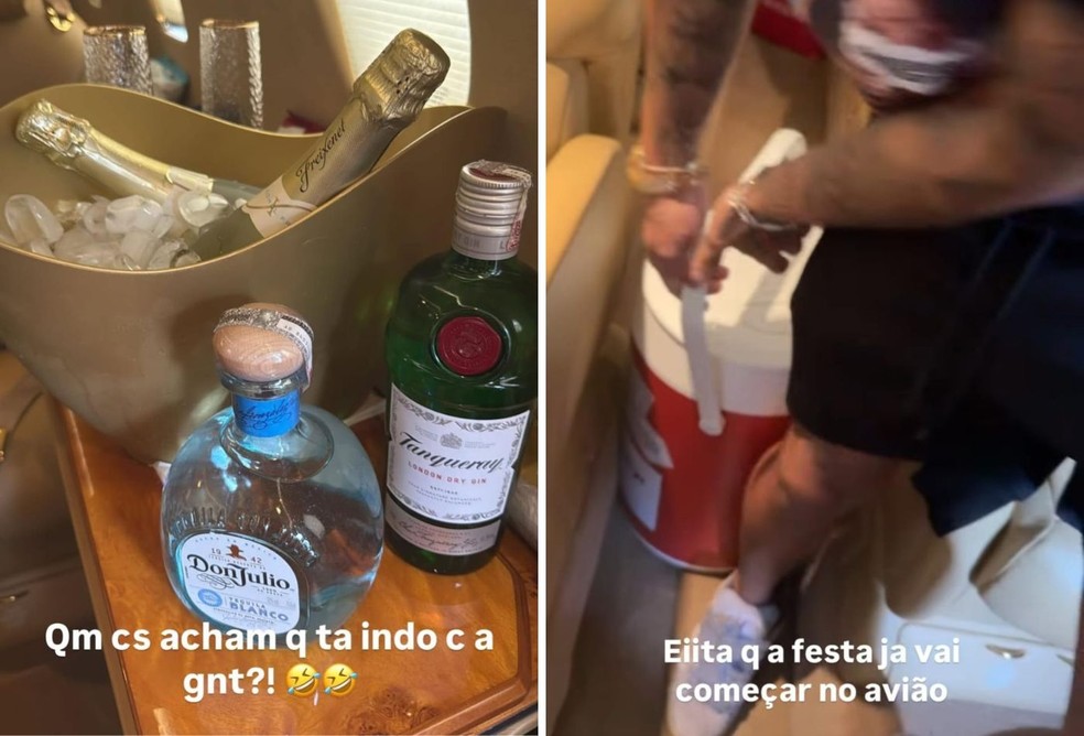 Virginia Fonseca mostra jatinho carregado de bebidas para viagem rumo à Fazenda Talismã — Foto: Reprodução/Instagram