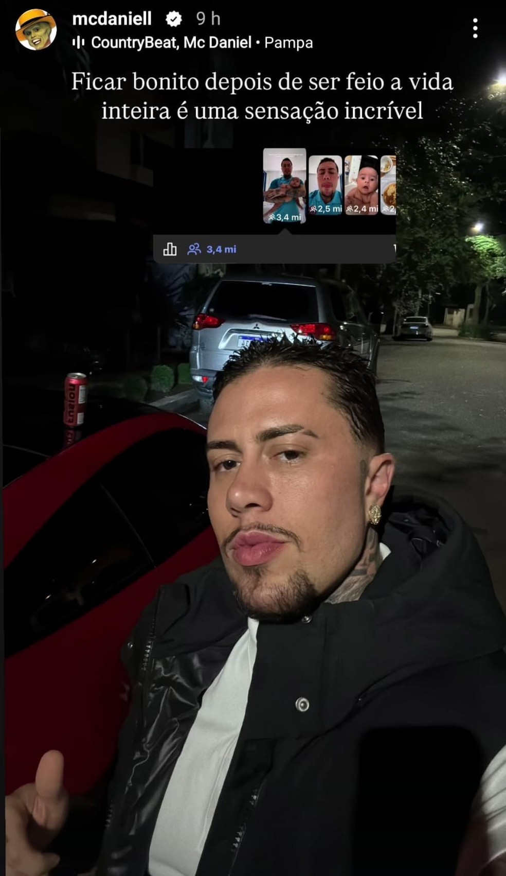 MC Daniel posta selfie: 'Bonito depois de ser feio a vida inteira'; compare