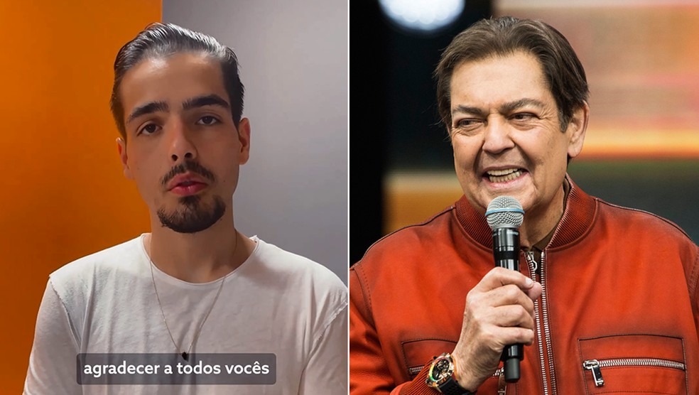 João Guilherme Silva agradece apoio ao pai, Fausto Silva — Foto: Reprodução Instagram e Renato Pizzutto/Band