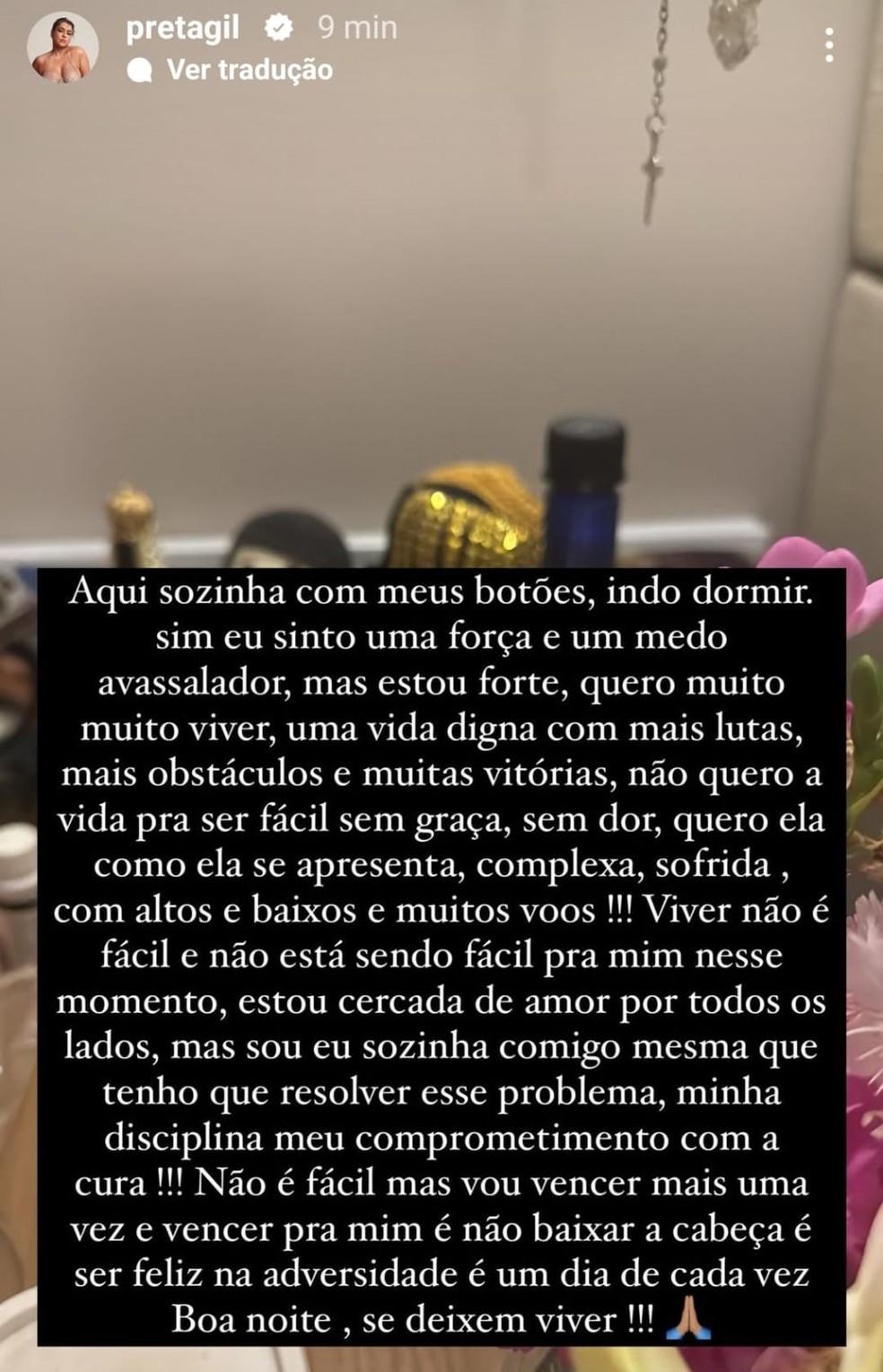 Com cncer em 4 locais diferentes, Preta Gil desabafa  Foto: Reproduo/Instagram