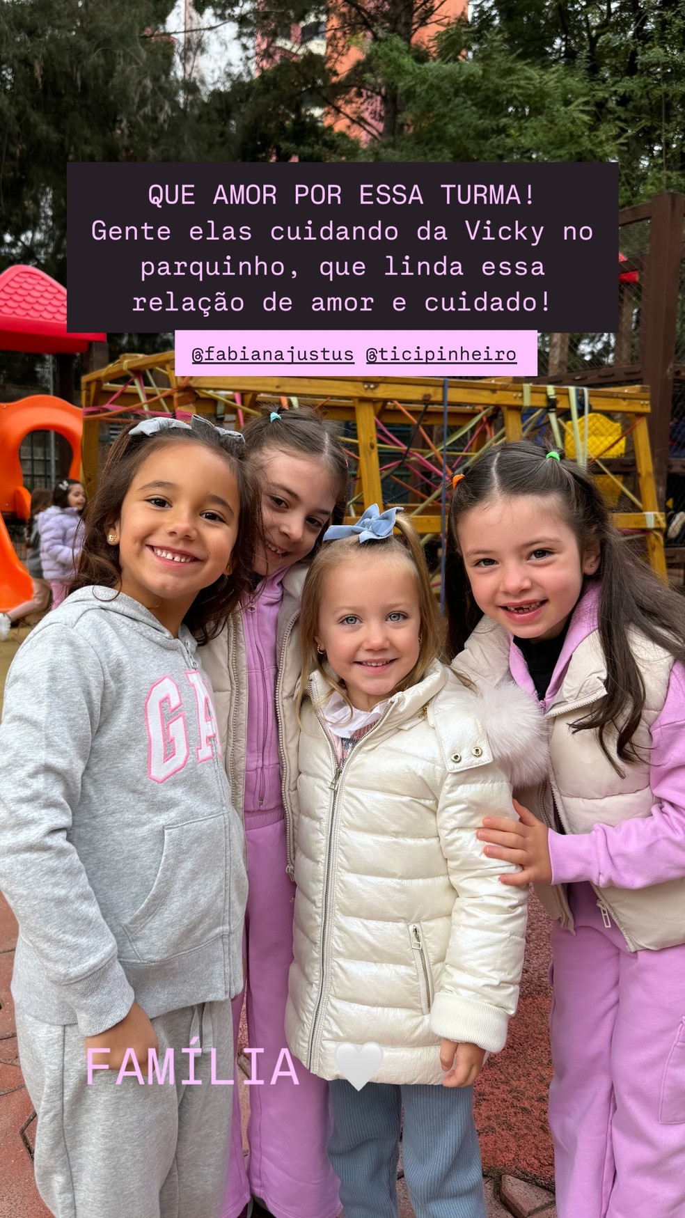 Filhas de Ticiane Pinheiro, Fabiana Justus e Ana Paula Siebert na escola — Foto: Reprodução/Instagram