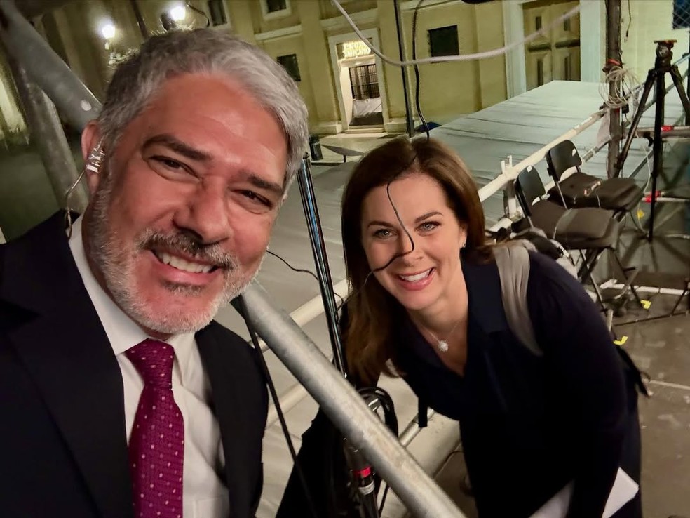 William Bonner e a jornalista norte-americana Erin Burnett — Foto: Reprodução/Instagram