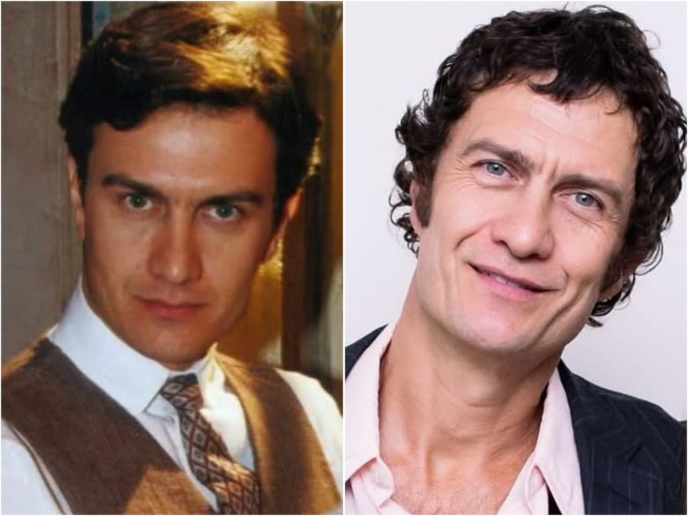 Gabriel Braga Nunes em 'Terra Nostra (Globo, 1999), como Augusto, e com visual atual — Foto: Divulgação/TV Globo e Reprodução/Instagram