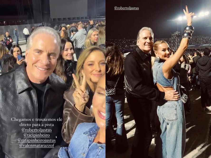 Ana Paula Siebert e Ticiane Pinheiro vão com Roberto Justus a show de Bruno Mars