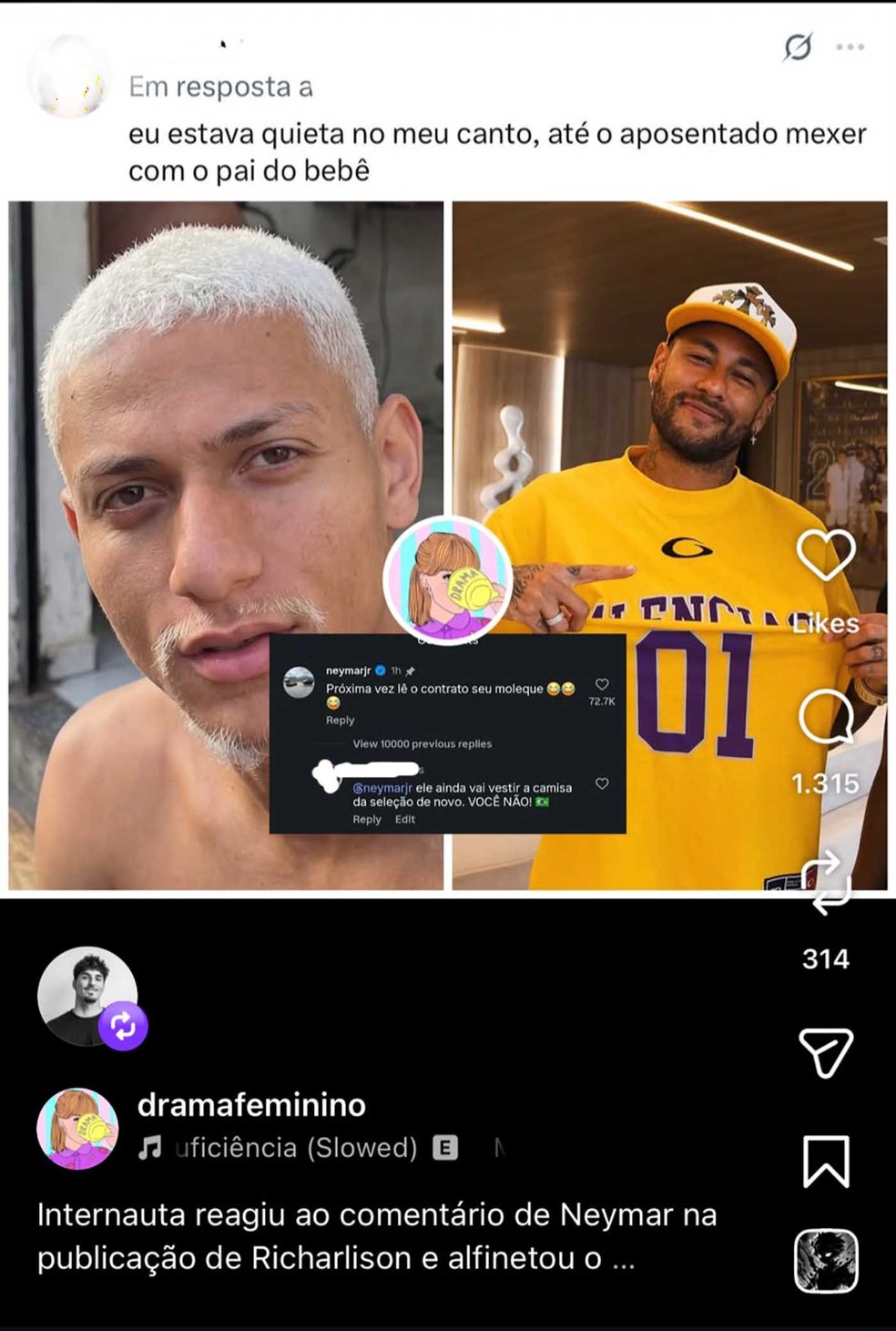 Gabriel Medina chama atenção ao compartilhar crítica que chama Neymar de 'aposentado' — Foto: Reprodução Instagram
