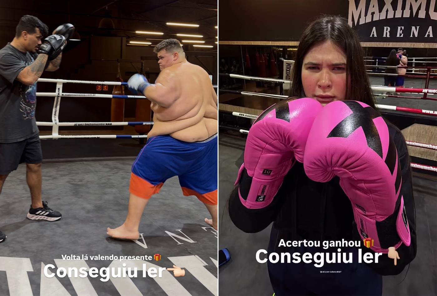 Após perder 140 kg, Gordão da XJ faz luta e funcional com a noiva; vídeos