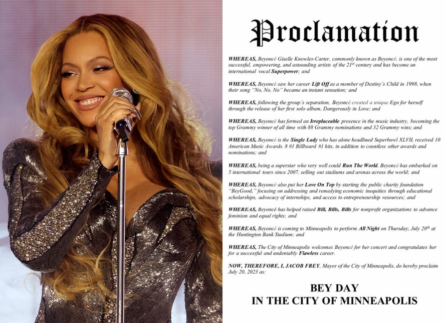Cidade americana declara 'Dia da Beyoncé' para celebrar show da Renaissance Tour