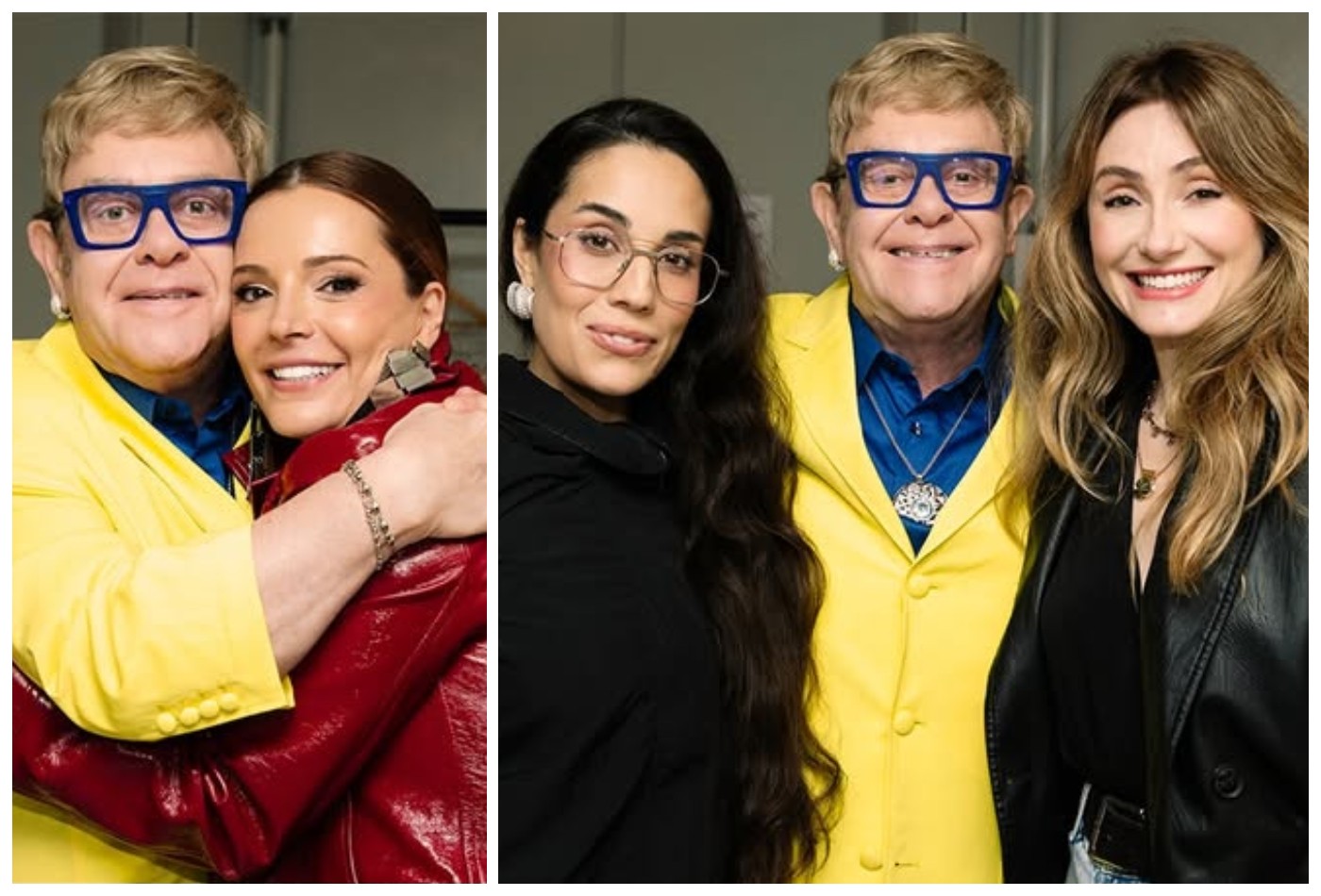 Sem Claudia Raia, Elton John encontra elenco de 'O Diabo Veste Prada – Um Novo Musical' nos bastidores do Rock in Rio - Foto