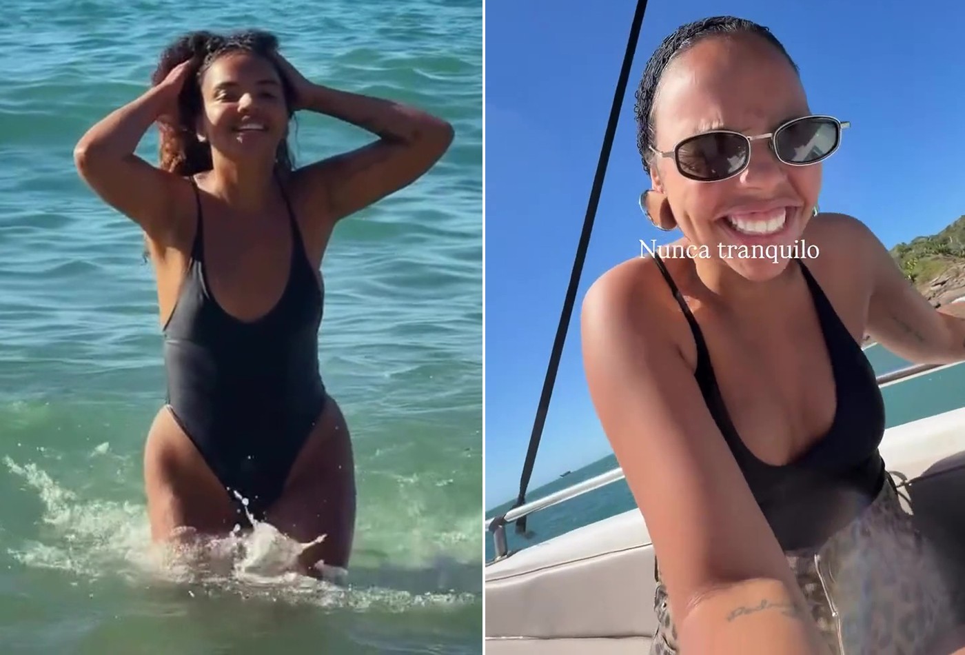 Em praia, Pitel tem momento Bond girl e perrengue: 