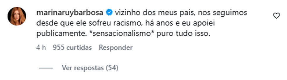 Comentários de Marina Ruy Barbosa — Foto: Reprodução/Instagram