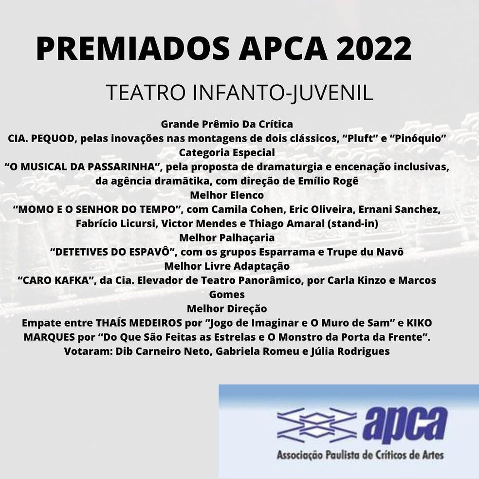 APCA premia Isabel Teixeira, Osmar Prado, Mano Brown, Serginho Groisman ...