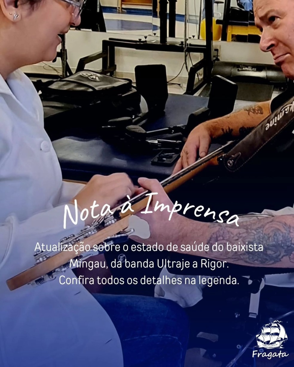 Mingau, baixista do Ultraje a Rigor, e a fisioterapeuta Iolanda Paim — Foto: Reprodução/Instagram