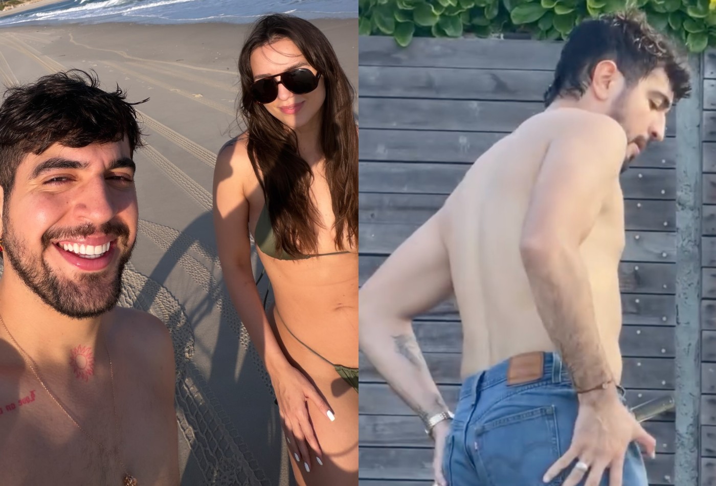 De biquíni, Rafa Kalimann filma Nattan usando short dela e brinca com 