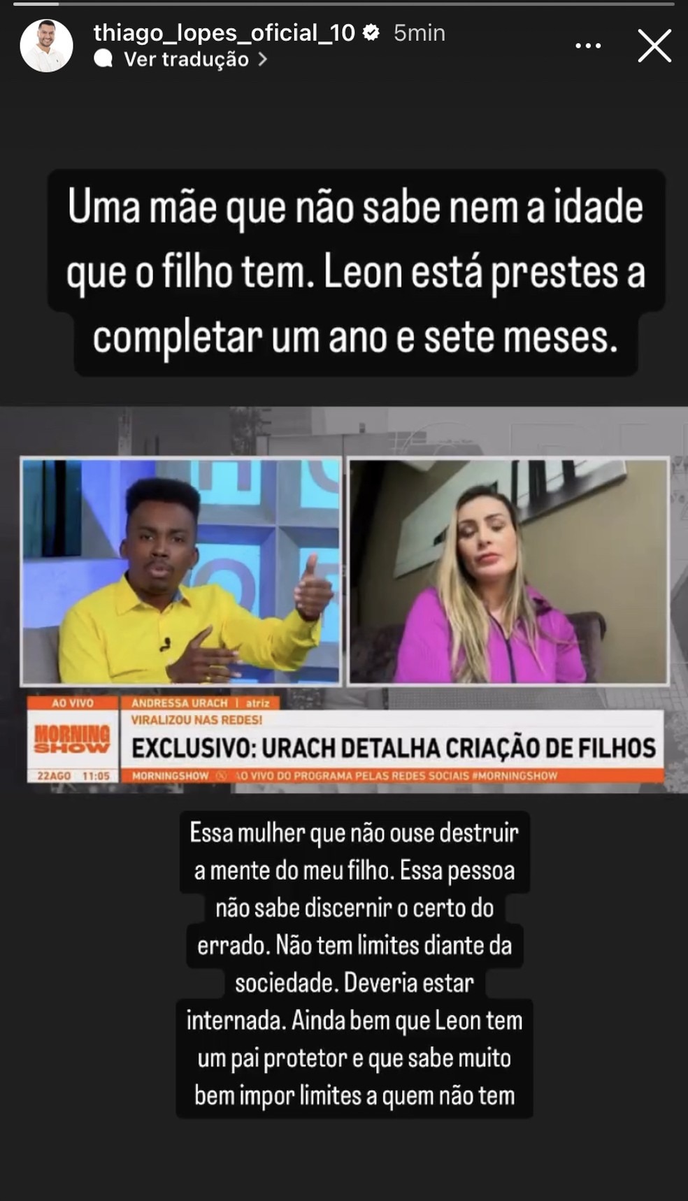Thiago Lopes esbraveja contra Andressa Urach na internet — Foto: Reprodução / Instagram