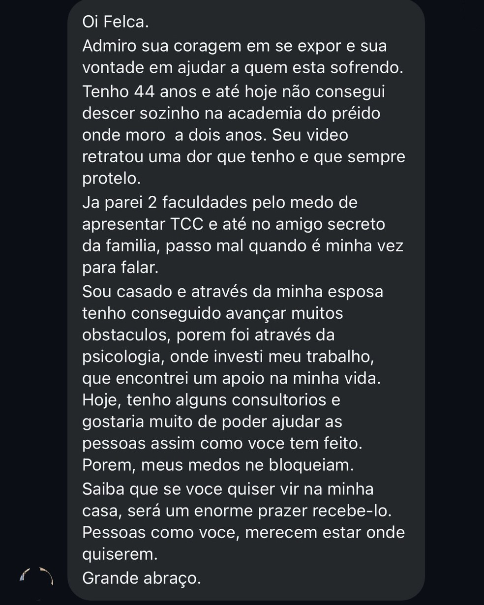 Felca divulga DM's que recebeu após publicar vídeo sofre fobia social — Foto: Reprodução/Instagram