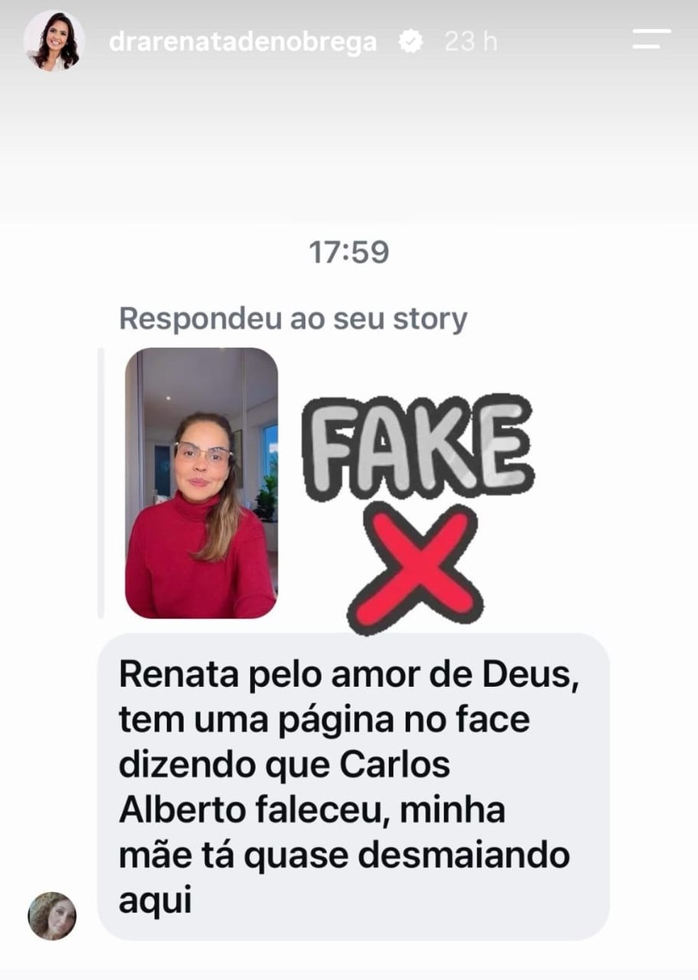 Renata Domingues fala sobre Carlos Alberto de Nóbrega — Foto: Reprodução/Instagram