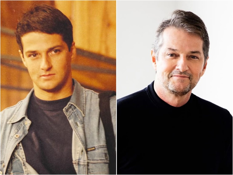Marcel Serrado em 'Quem é Você' (Globo, 1996), como Iuri, e com visual atual — Foto: Divulgação/TV Globo e Reprodução/Instagram