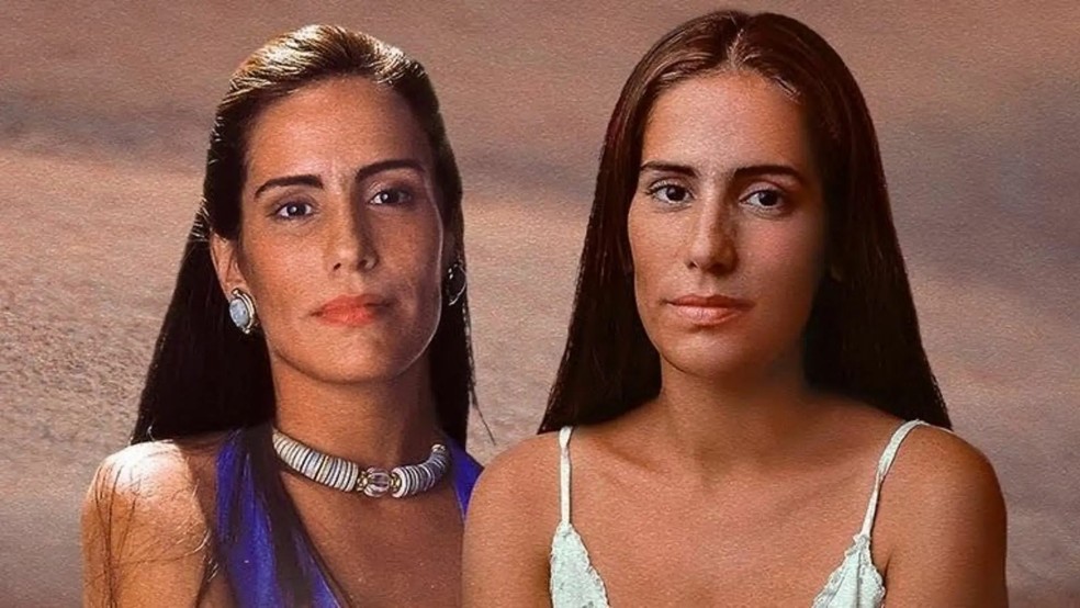 Gloria Pires caracterizada como Raquel e Ruth na novela 'Mulheres de Areia' (Globo, 1993) — Foto: TV Globo