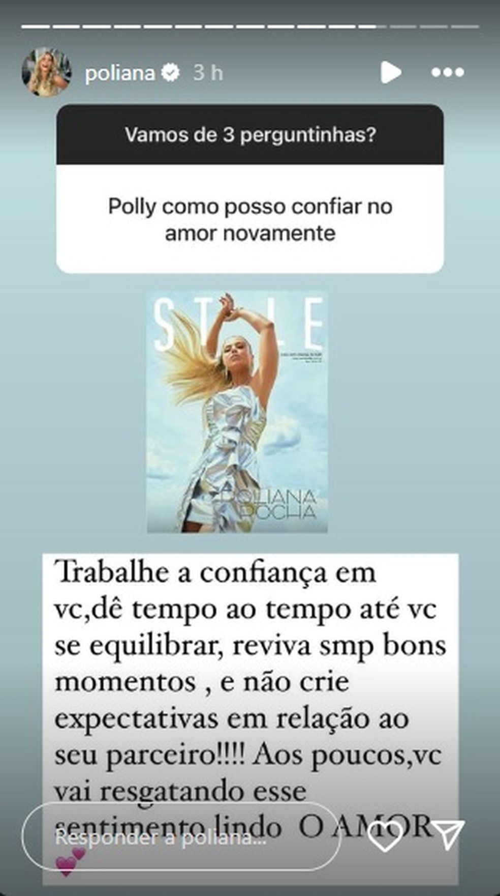Poliana Rocha deu dica ao interagir com seguidores &mdash; Foto: Reprodu&ccedil;&atilde;o/Instagram