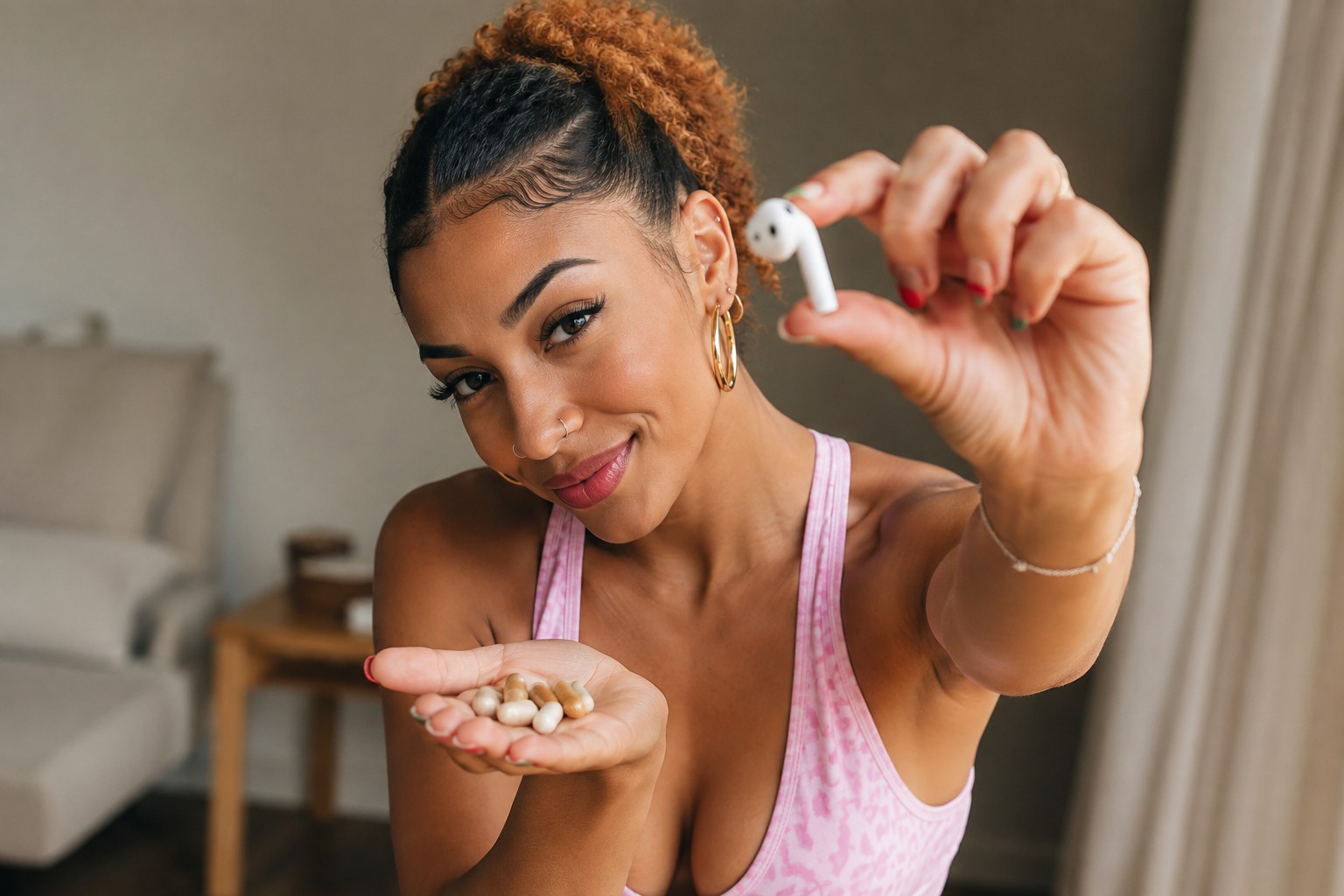 Influenciadora fitness diz ter engolido AirPod ao confundi-lo com suplemento - QTU Questões do Universo