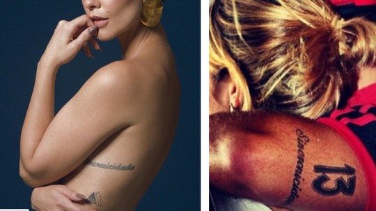 Camila Rodrigues posa de topless e clique entrega tatuagem feita com o ex, Bruno Gagliasso