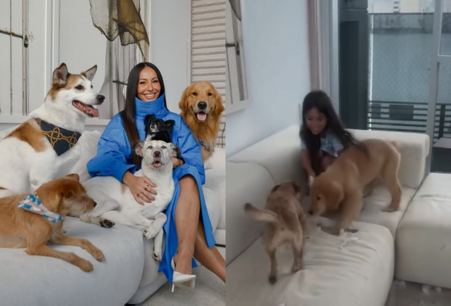 Sabrina Sato mostra destruição de sofá