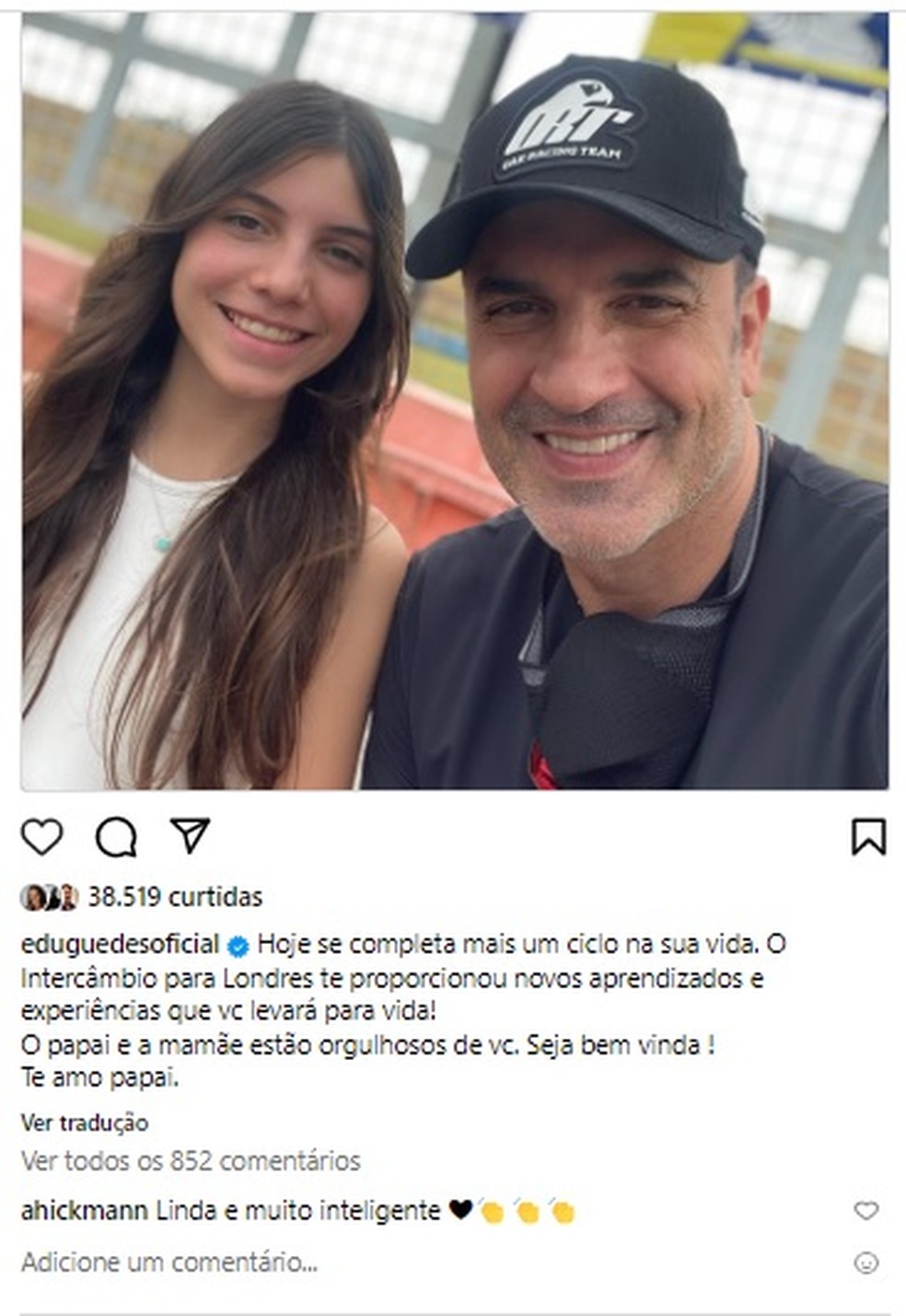 Ana Hickmann comenta post de Edu Guedes &mdash; Foto: Reprodu&ccedil;&atilde;o/Instagram