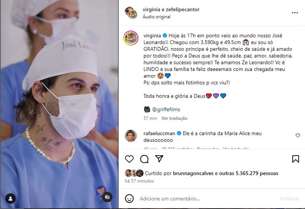 Número de curtidas do vídeo de Virginia e Zé Felipe — Foto: Reprodução/Instagram