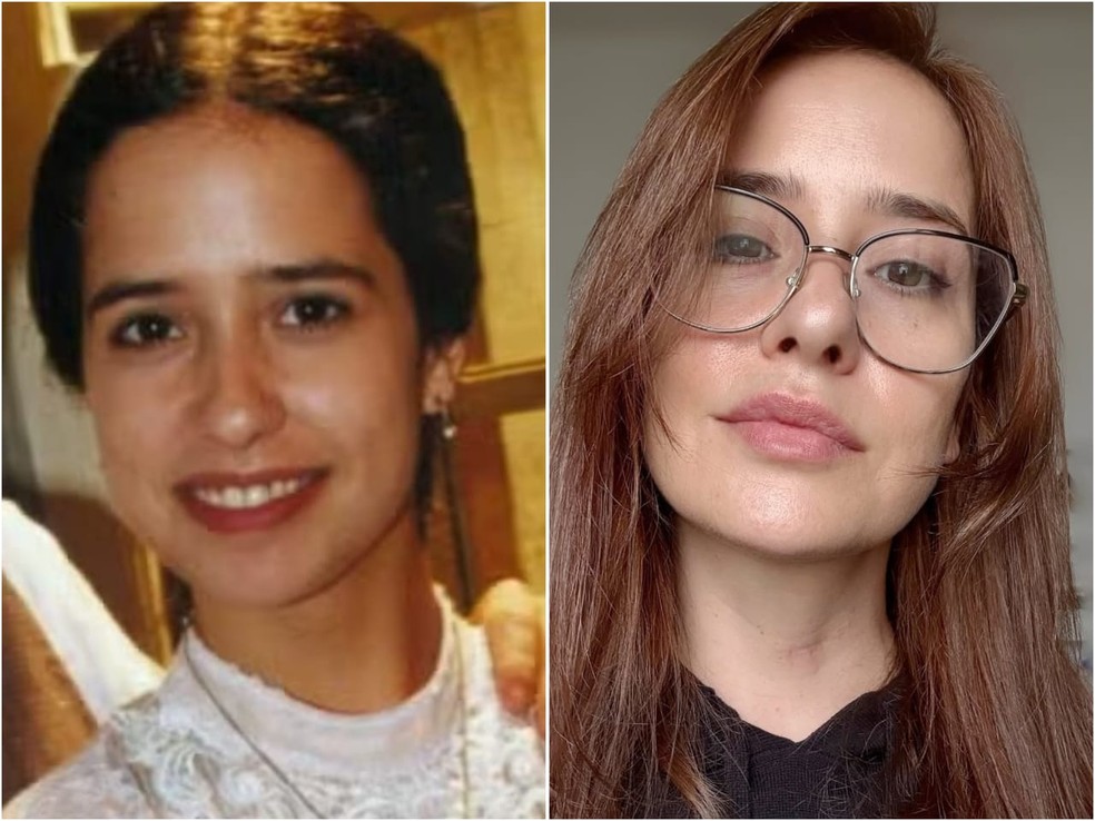 Palomma Duarte em 'Terra Nostra (Globo, 1999), como Angélica, e com visual atual — Foto: Divulgação/TV Globo e Reprodução/Instagram