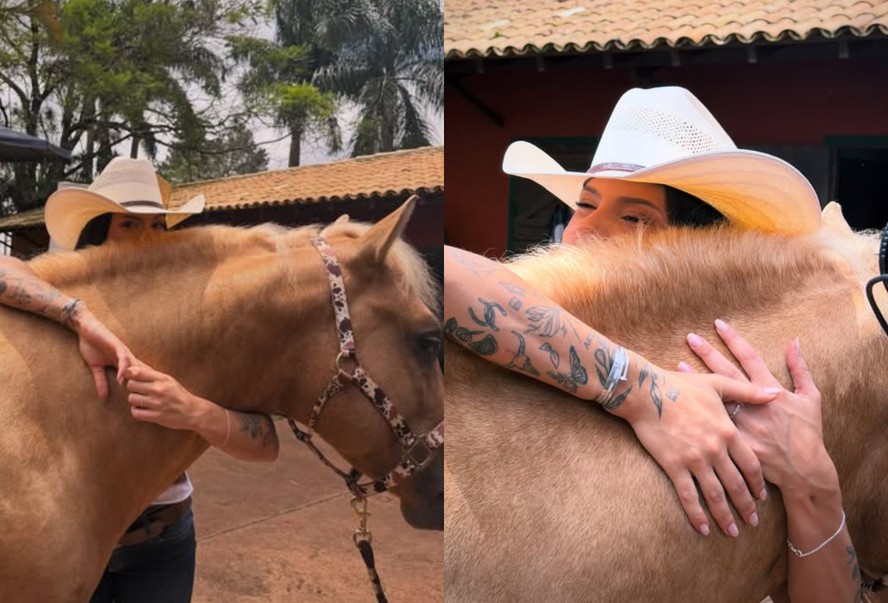 Ana Castela aproveita ao lado de cavalo