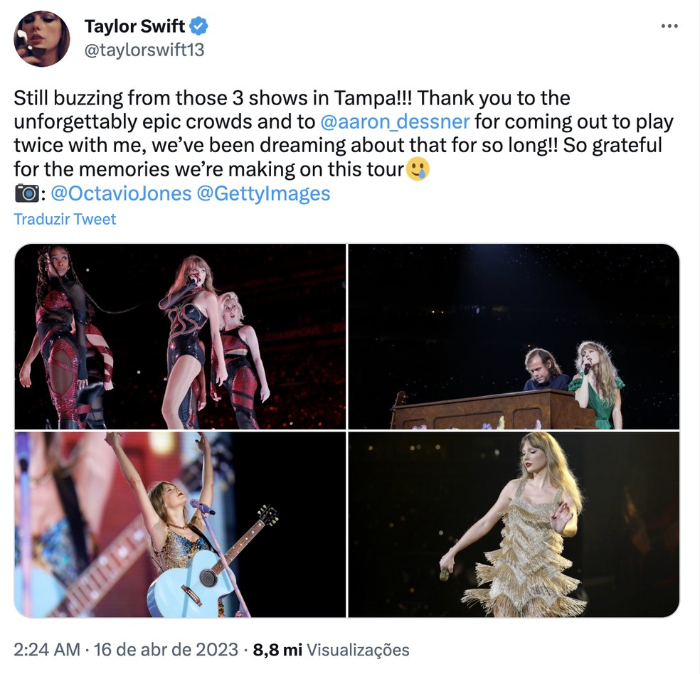 Taylor Swift faz primeiro post no Twitter após término de noivado com Joe Alwyn — Foto: Reprodução / Twitter