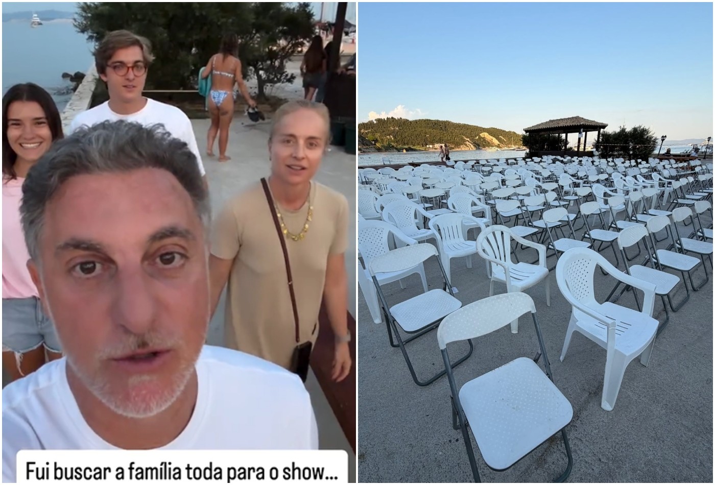Luciano Huck leva Angélica, filho e nora a show 