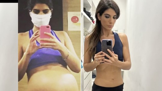 Andréia Sadi faz antes e depois do corpo 2 anos após gravidez de gêmeos