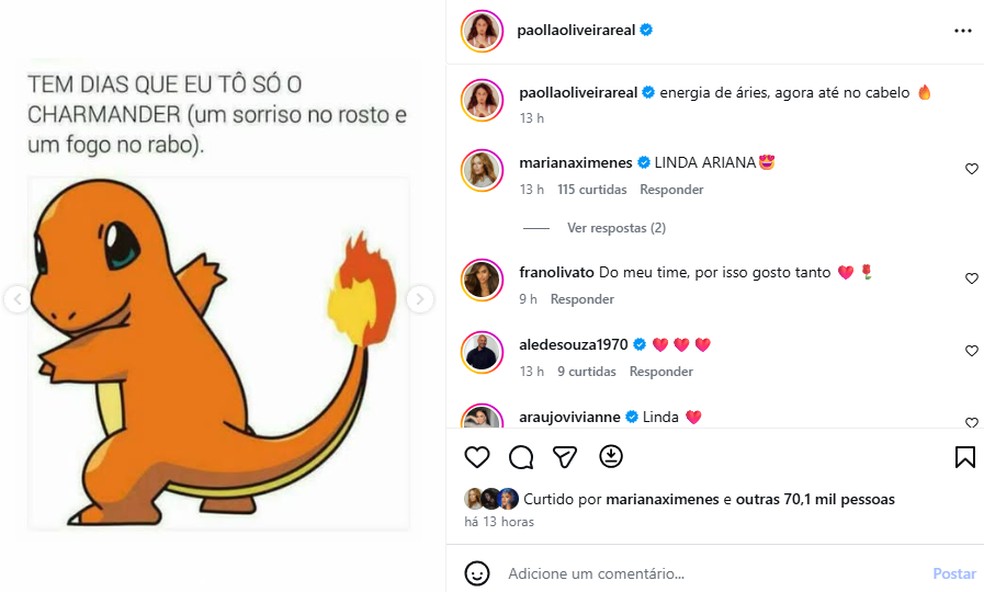 Solteira e ruiva, Paolla Oliveira tira onda com novo visual e posta memes — Foto: Reprodução/Instagram