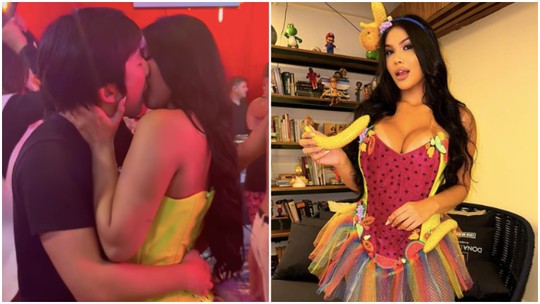 Vídeo: Pyong é troca beijos com influenciadora em festa de Carlinhos Maia
