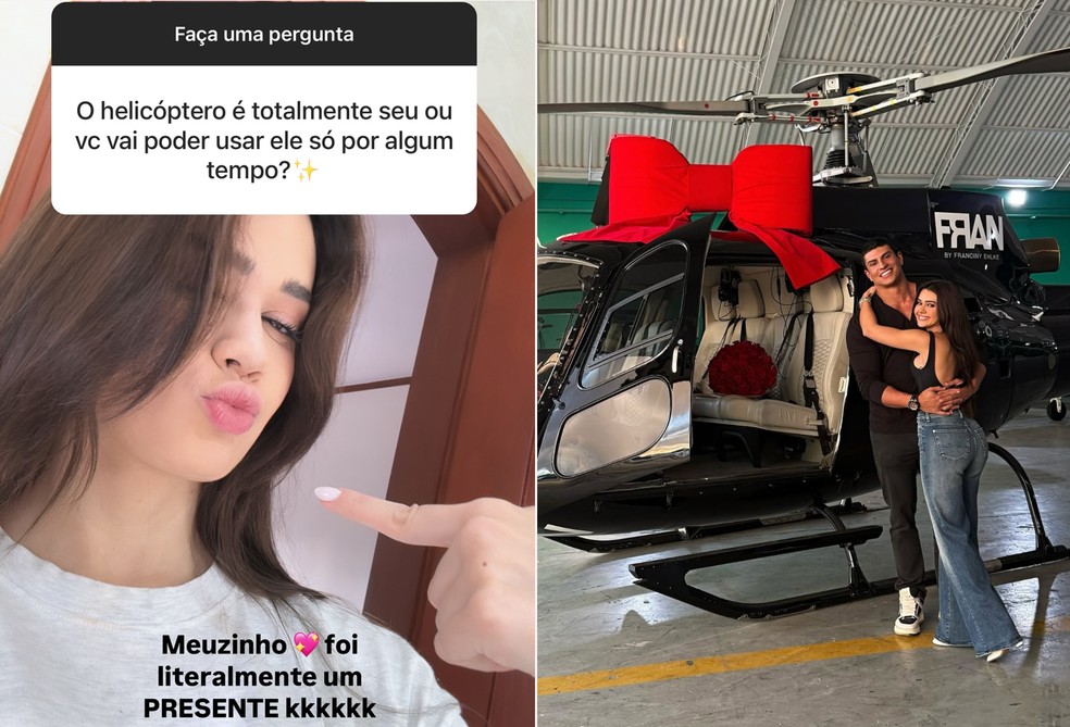 Franciny Ehlke ganhou helic&oacute;ptero de noivo &mdash; Foto: Reprodu&ccedil;&atilde;o Instagram